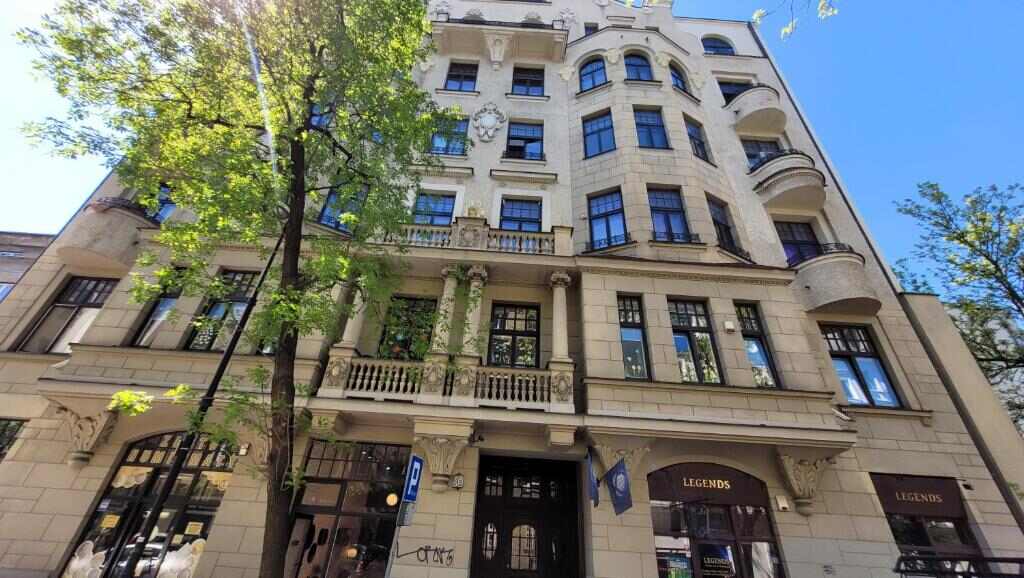 Historic building of Central Station Hostel in Warsaw